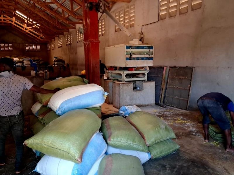 commodities Bags of grains at millers