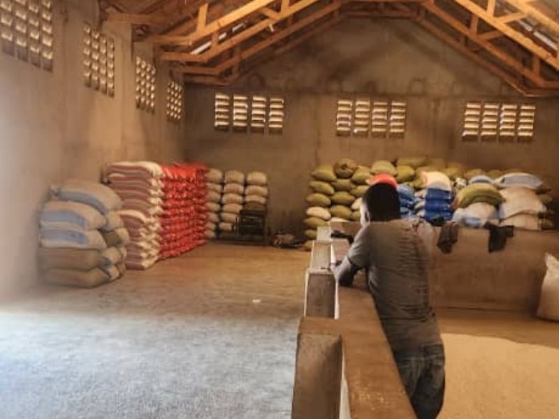 commodities Warehouse team handling bagged grains